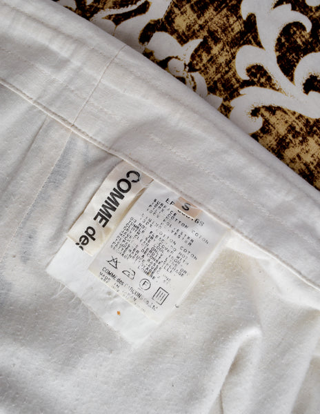 Comme des Garcons Vintage AW 1996 Brown Off White Flocked Velvet Damask Paper Bag Waist Pants