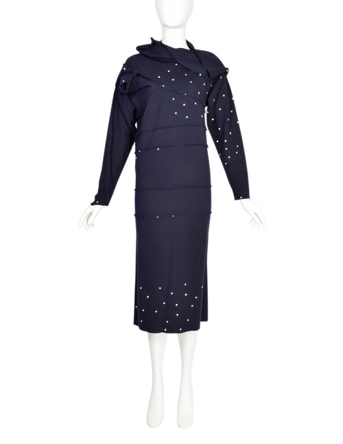 Comme des Garcons Tricot Vintage Navy Blue White Dot Conceptual Knit W Amarcord Vintage Fashion