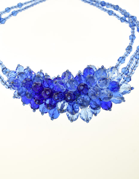 Coppola e Toppo Vintage Frosty Blue Crystal Bead Necklace