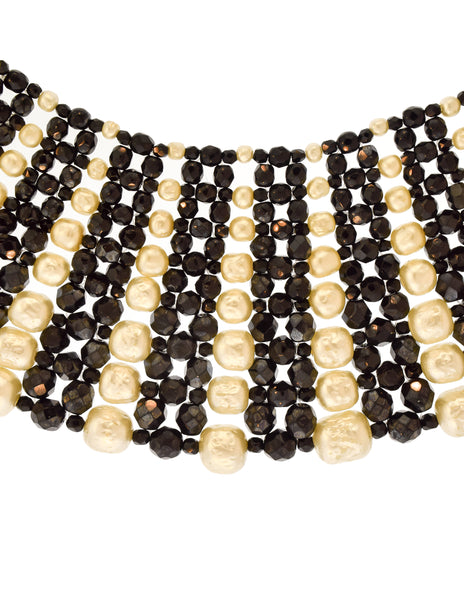 Coppola e Toppo Vintage Outstanding Woven Black Glass Pearl Beaded Collar Necklace