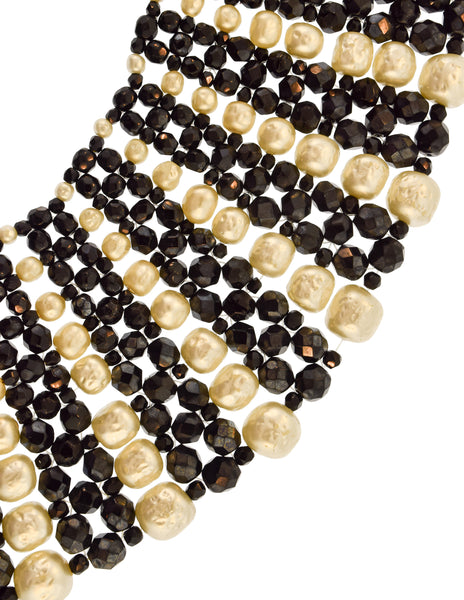 Coppola e Toppo Vintage Outstanding Woven Black Glass Pearl Beaded Collar Necklace