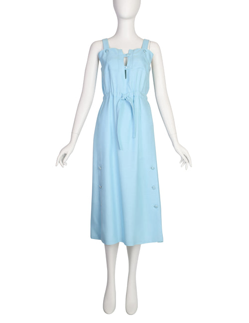baby blue sun dress Courreges Vintage 1970s Mod Baby Blue Blue Rayon Linen Sun Dress – Amarcord Vintage Fashion