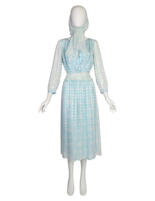 strapless open back dress Courreges Vintage 1970s Baby Blue Cloud Print Silk Chiffon Dress and S –  Amarcord Vintage Fashion