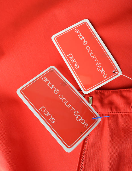 Courreges Vintage Bright Red Uniform Style Top and Skirt Set