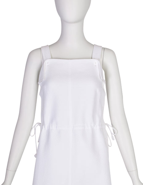 Courreges Vintage 1970s Bright White Cotton Pique Mod Style Dress