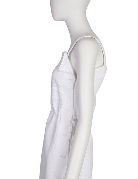 Courreges Vintage 1970s Bright White Cotton Pique Mod Style Dress