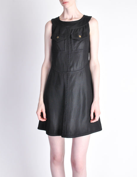 Courregès Vintage Iconic Black Linen Mini Dress - Amarcord Vintage Fashion
 - 3