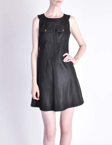 Courregès Vintage Iconic Black Linen Mini Dress - Amarcord Vintage Fashion
 - 2