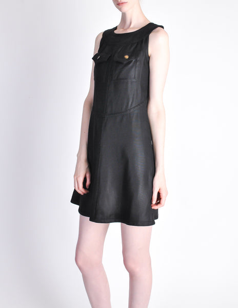 Courregès Vintage Iconic Black Linen Mini Dress - Amarcord Vintage Fashion
 - 6