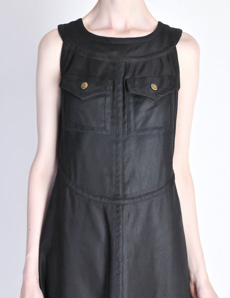 Courregès Vintage Iconic Black Linen Mini Dress - Amarcord Vintage Fashion
 - 4
