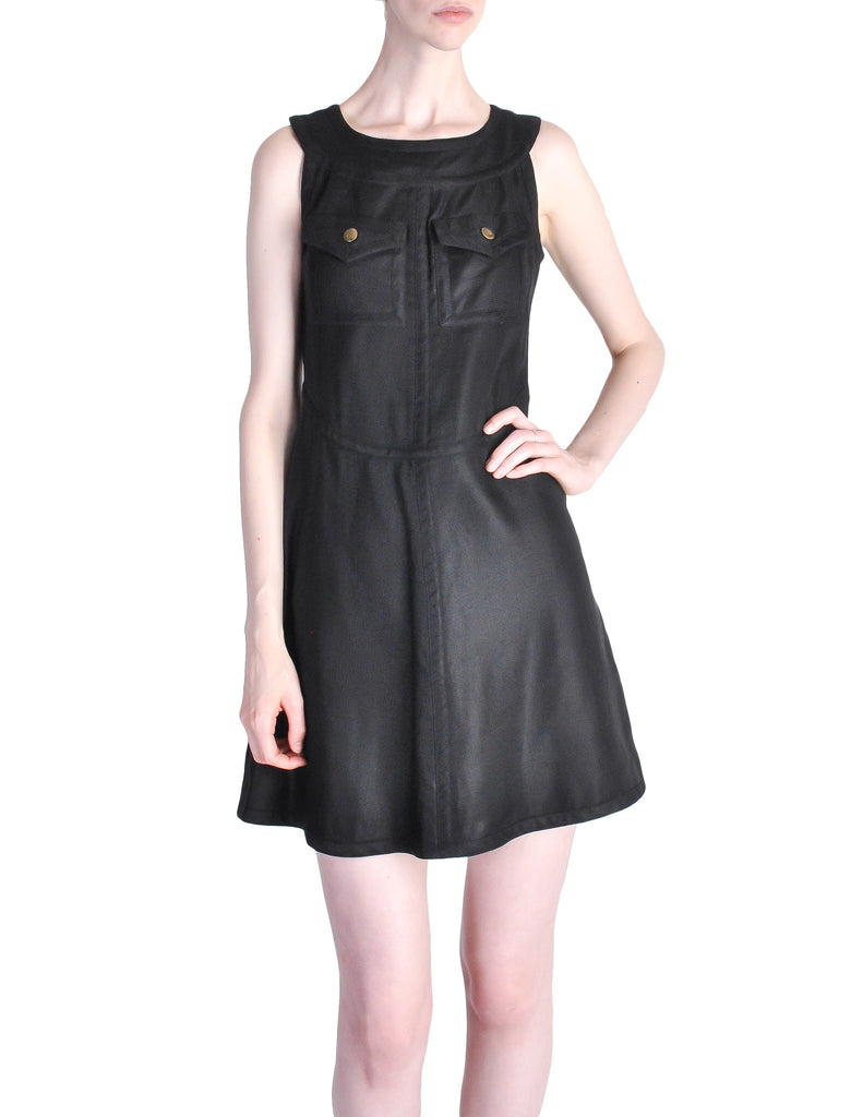 Courregs Vintage Iconic Black Linen Mini Dress  Amarcord Vintage Fashion