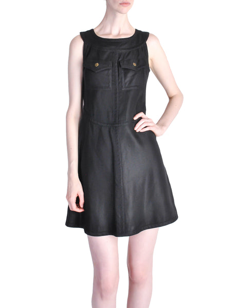 Courregès Vintage Iconic Black Linen Mini Dress