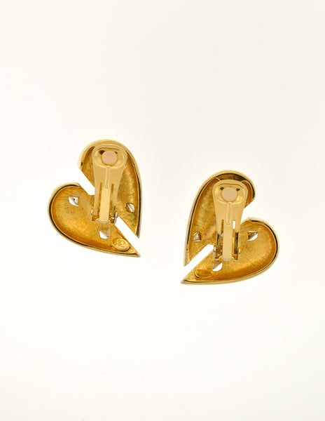 Courrèges Vintage Gold Broken Heart Earrings - Amarcord Vintage Fashion
 - 4