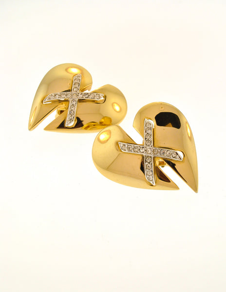 Courrèges Vintage Gold Broken Heart Earrings - Amarcord Vintage Fashion
 - 3