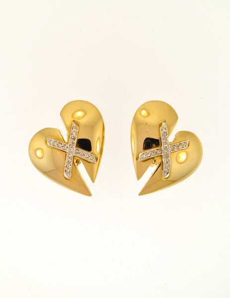 Courrèges Vintage Gold Broken Heart Earrings - Amarcord Vintage Fashion
 - 2