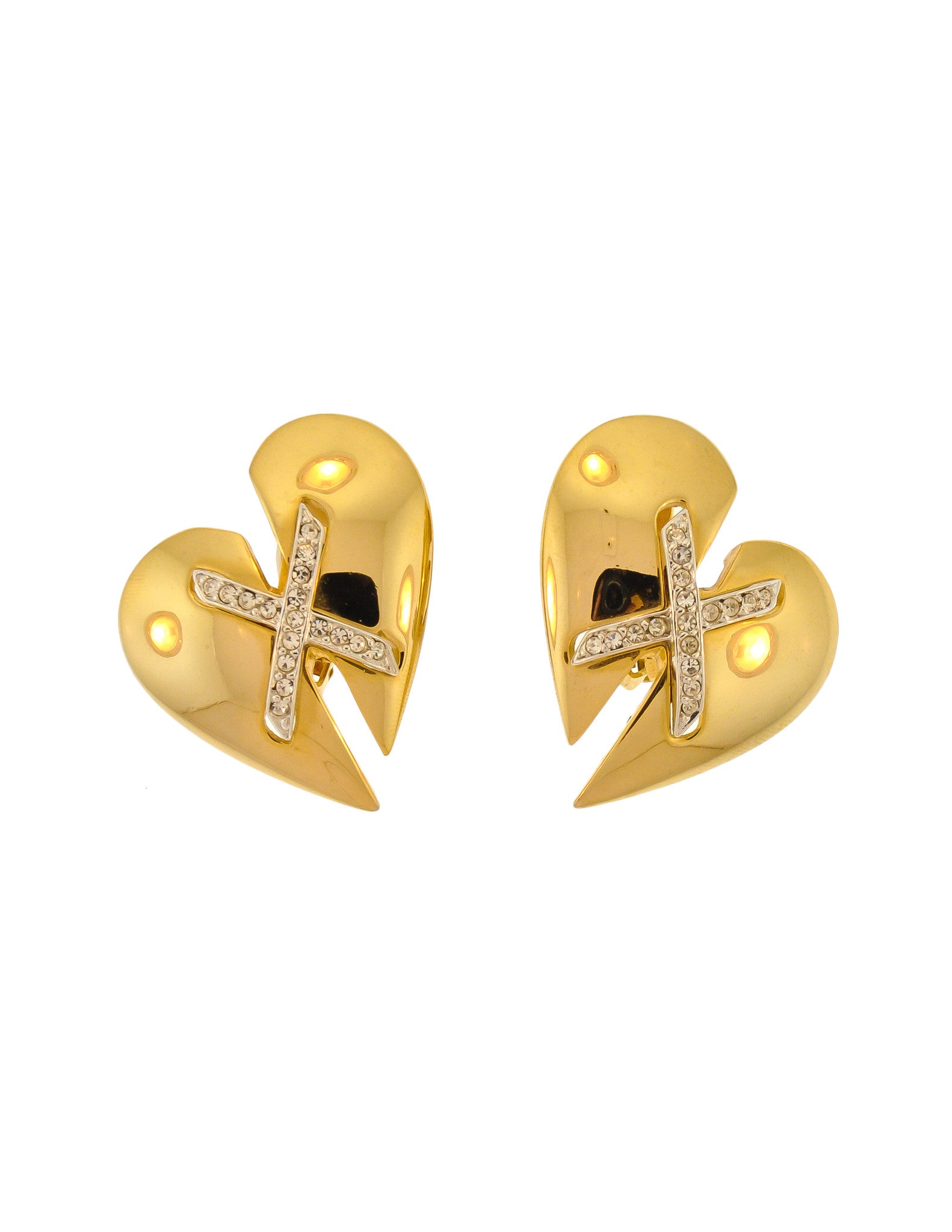 Courrèges Vintage Gold Broken Heart Earrings - Amarcord Vintage Fashion
 - 1