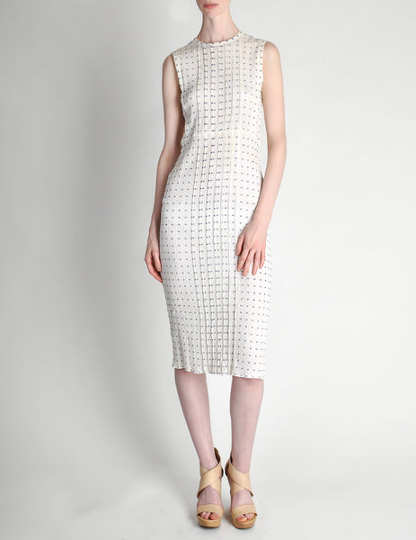 Courrèges Vintage Cream Gauze Blue Dot Sun Dress