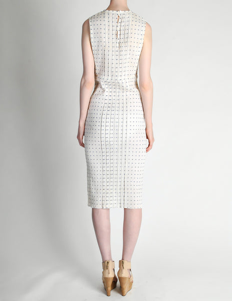 Courrèges Vintage Cream Gauze Blue Dot Sun Dress