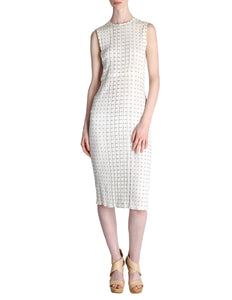 Courrèges Vintage Cream Gauze Blue Dot Sun Dress