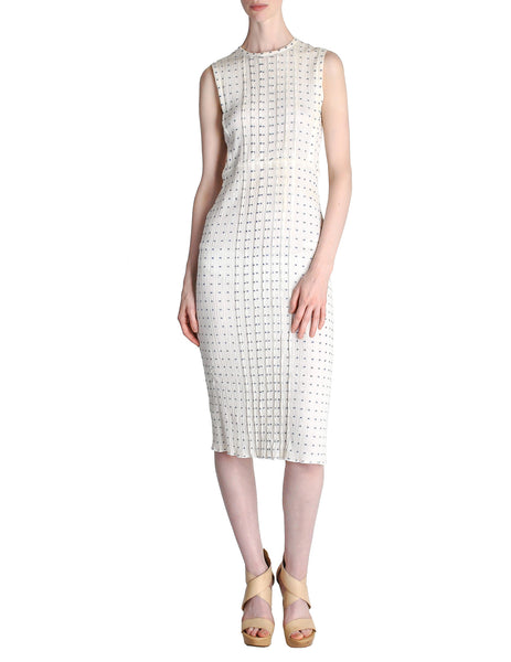 Courrèges Vintage Cream Gauze Blue Dot Sun Dress
