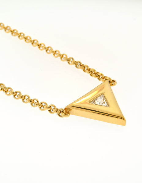 Courrèges Vintage Gold Rhinestone Triangle Necklace