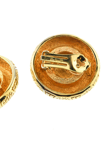 Christian Dior Gold Medallion Earrings - Amarcord Vintage Fashion
 - 5