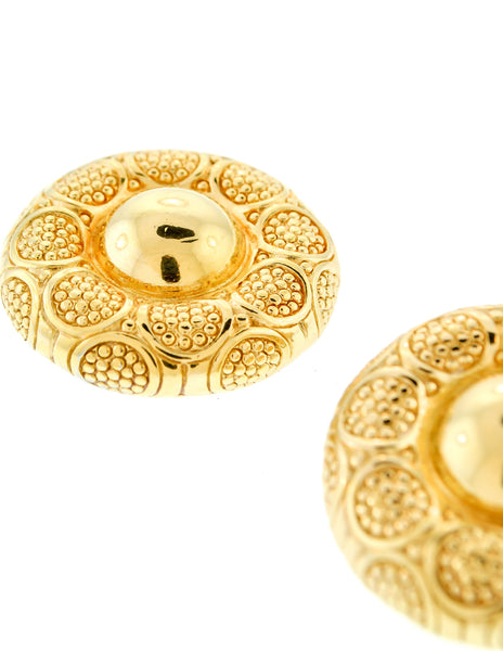 Christian Dior Gold Medallion Earrings - Amarcord Vintage Fashion
 - 3