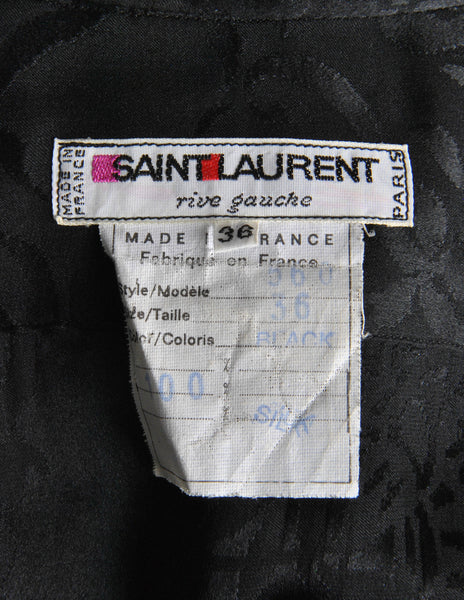 Saint Laurent Rive Gauche Black Silk Jacquard Secretary Dress