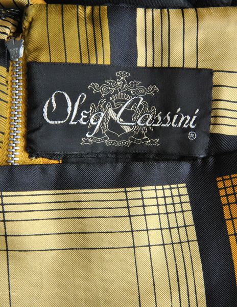 Oleg Cassini Vintage 1960s Silk Square Print Dress