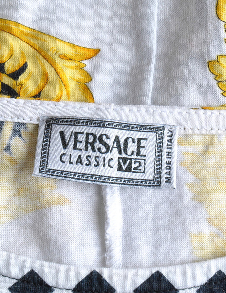 Versace Vintage Checkered Baroque Crop Top