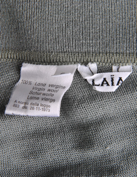 Alaïa Vintage Sage Green Deep V Back Dress