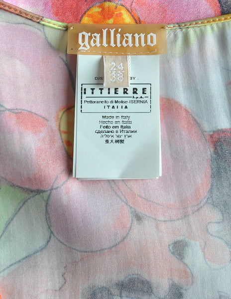 Galliano Vintage Colorful Silk Face Dress