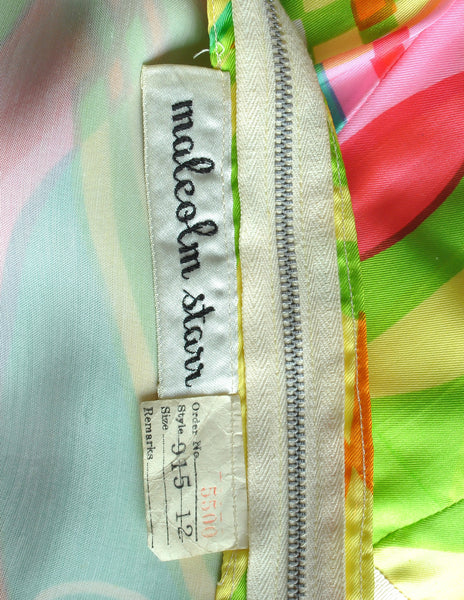 Malcolm Starr Vintage Colorful Psychedelic Op Art Maxi Dress