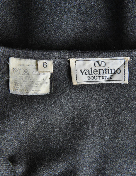 Valentino Vintage Charcoal Grey Wool Dress - Amarcord Vintage Fashion
 - 7