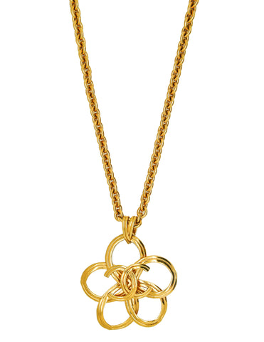 Chanel Vintage Gold Camellia Flower Necklace - Amarcord Vintage Fashion
 - 1