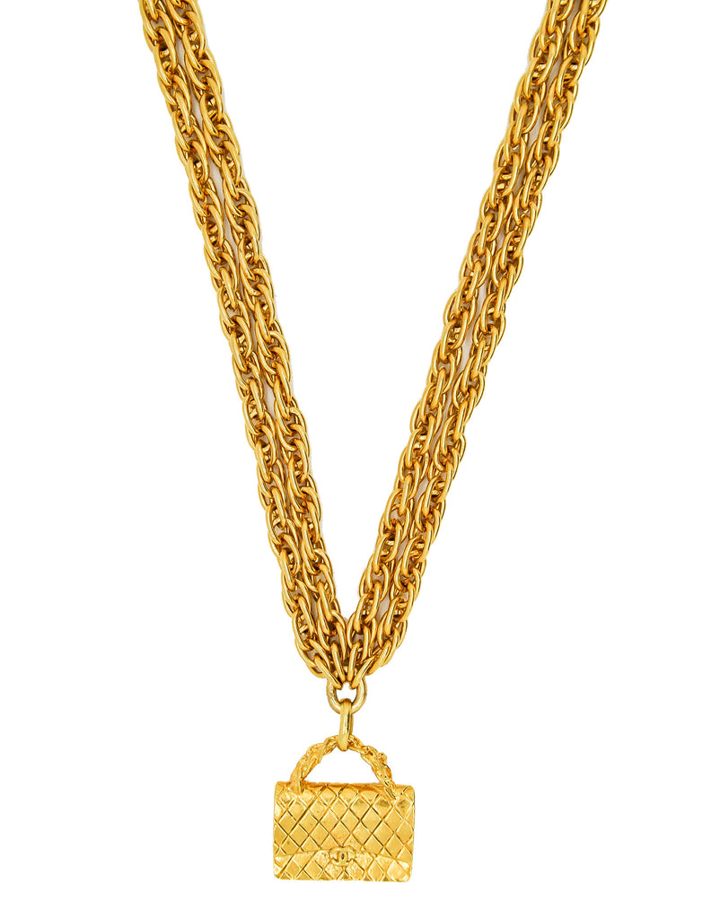 Chanel Vintage Gold Quilted Handbag Necklace – Amarcord Vintage Fashion