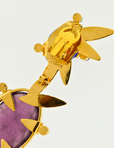 Daum Vintage Colorful Glass Spike Statement Earrings