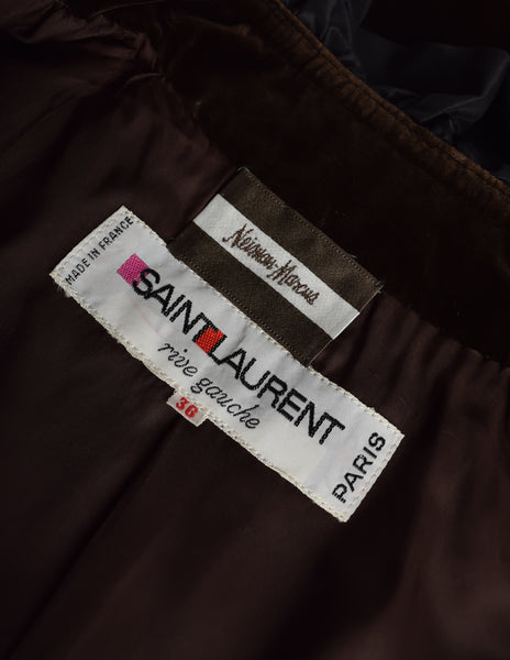 Yves Saint Laurent Vintage AW 1977 Russian Dark Brown Velvet Black Ruffle Jacket