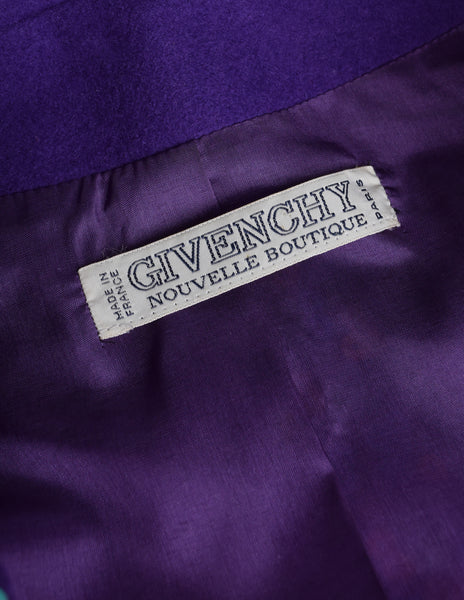 Givenchy Vintage 1980s Purple Wool Multicolor Sequin Fox Fur Jacket