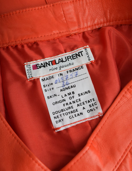 Yves Saint Laurent Vintage 1970s Orangey Red Lambskin Leather Skirt