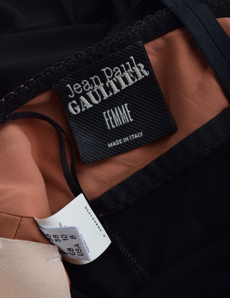 Jean Paul Gaultier Vintage Black Pink 'Bullet Bra' Full Length Maxi Dress