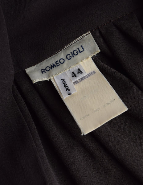 Romeo Gigli Vintage 1980s Deepest Brown Wool Crepe Draping Tulip Cocoon Skirt