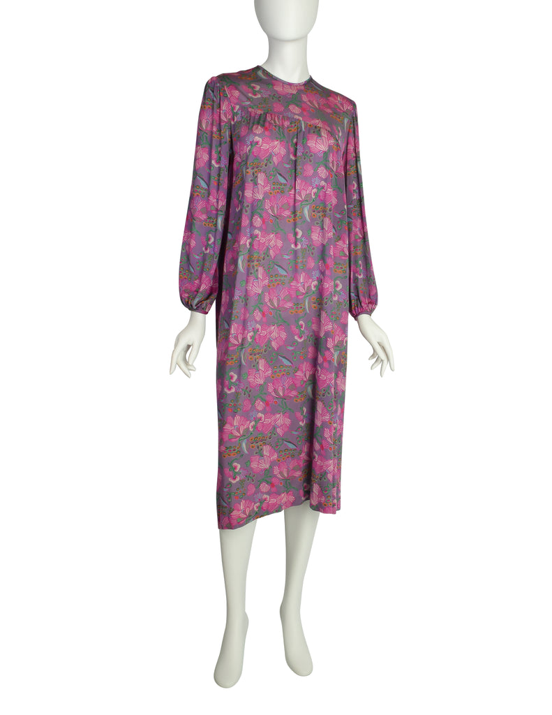 Diane von Furstenberg Vintage Purple Floral Silk Jersey Tent Dress ...