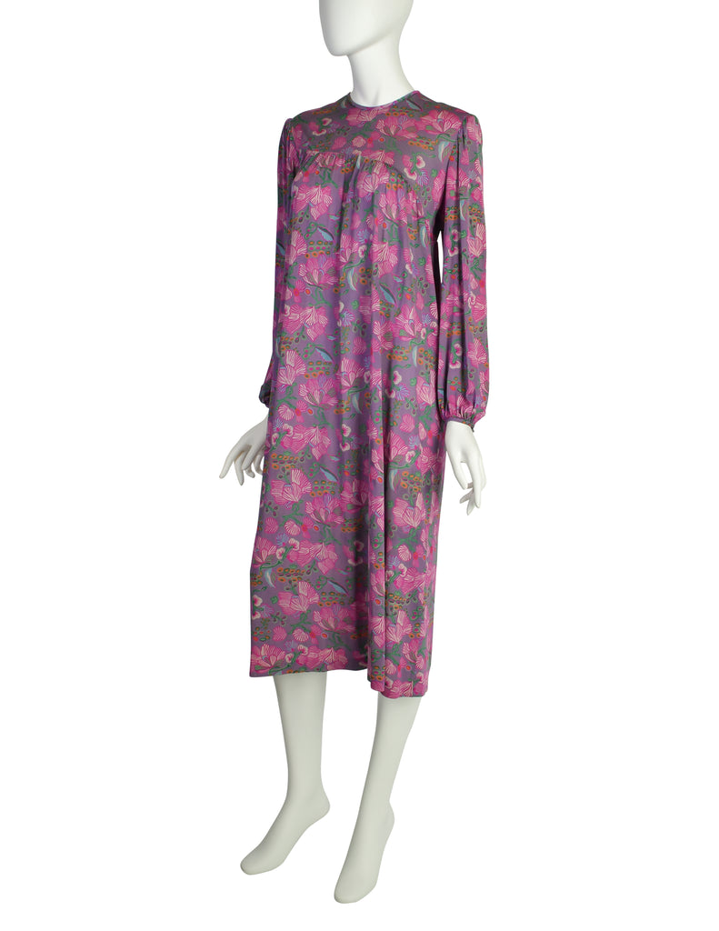 Diane von Furstenberg Vintage Purple Floral Silk Jersey Tent Dress ...