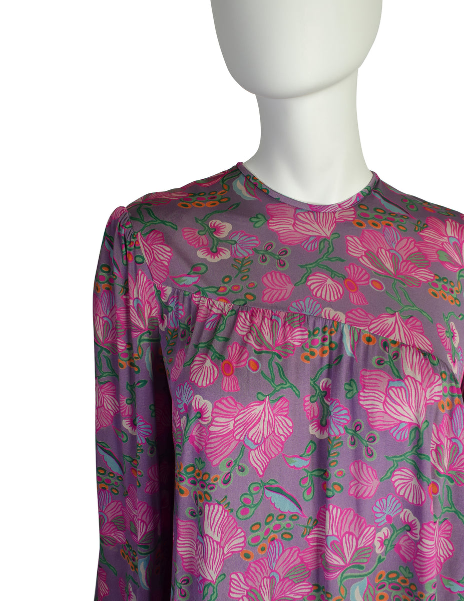 Diane von Furstenberg Vintage Purple Floral Silk Jersey Tent Dress ...