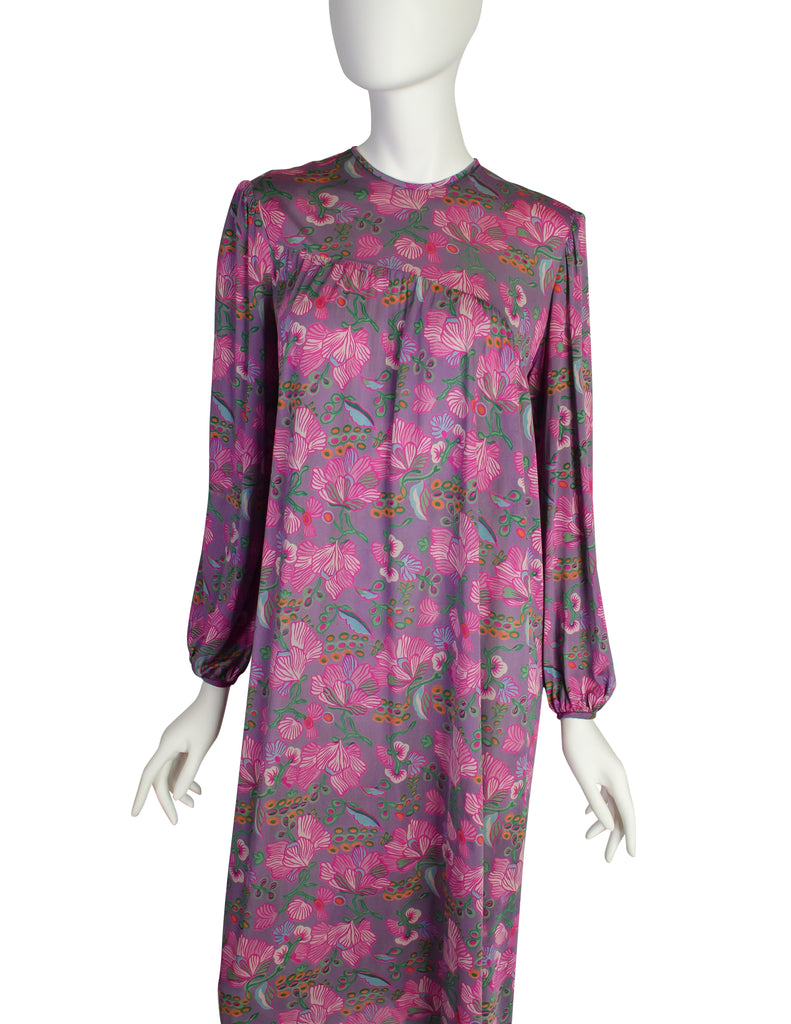 Diane von Furstenberg Vintage Purple Floral Silk Jersey Tent Dress ...