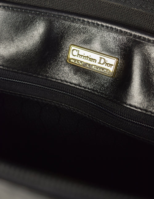 DIOR Christian Dior Vintage Black Leather Shoulder Bag. French