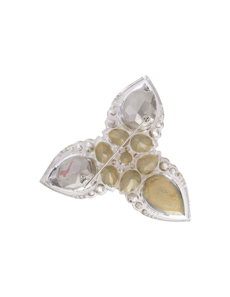 Christian Dior Vintage SS 2004 by John Galliano Clear Crystal Rhinestone Dior Insignia Brooch Pin