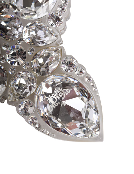 Christian Dior Vintage SS 2004 by John Galliano Clear Crystal Rhinestone Dior Insignia Brooch Pin