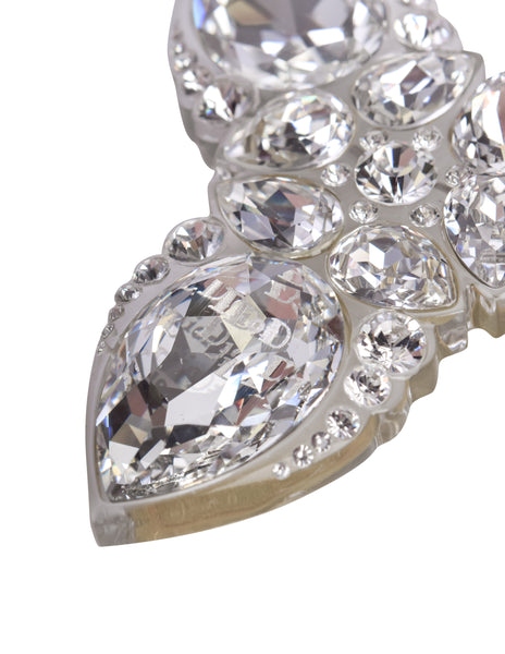 Christian Dior Vintage SS 2004 by John Galliano Clear Crystal Rhinestone Dior Insignia Brooch Pin